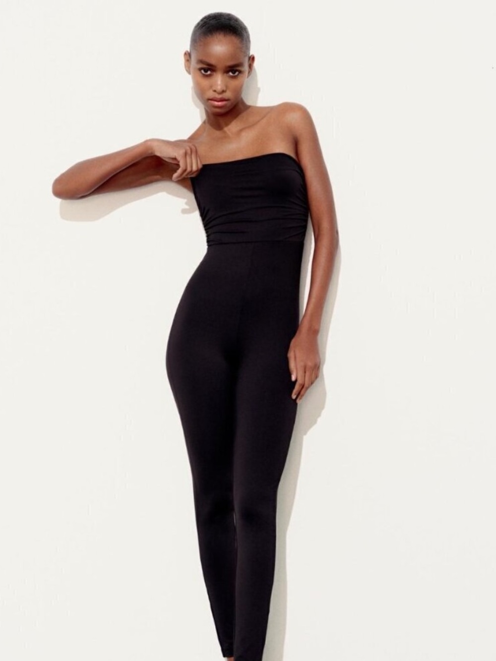 Zara Ruched Long Polyamide Jumpsuit Sz Medium NWT